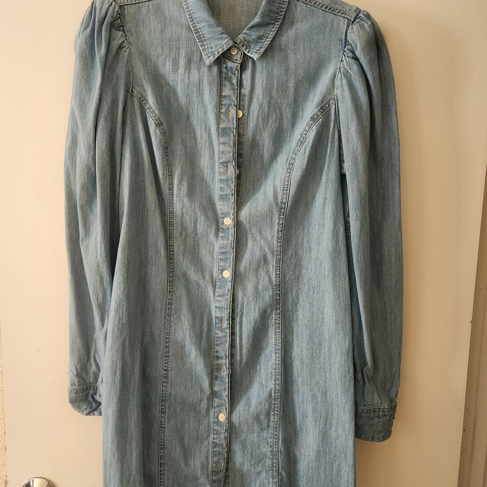 Express Light Blue Denim Midi Dress